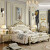梦美斯宣 欧式床实木真皮大床法式雕花香槟金卧室家具婚床中大户型奢华1.8米大床 A08 1.5m香槟金镀金床