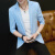 玛萨洛青少年夏季七分袖小西装男士韩版修身中袖西服薄款潮帅气外套 蓝色 180/XXL