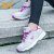361°女鞋运动鞋跑步鞋女2024夏季新款网面鞋透气休闲鞋女旅游健步鞋女 灰/深紫-2210 35