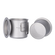 必唯纯钛户外折叠水杯单层加热露营组合杯子便携式泡茶杯大容量 220ML Ti3057D