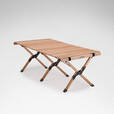 挪客实木蛋卷桌户外露营便携折叠桌野餐桌子野营桌子野餐桌椅全套 胡桃木色