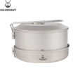 SILVERANT银蚁纯钛锅具碟饭盒便当盒户外野炊具露营旅行折叠提手带盖定制直接加热 纯钛1600ml折叠锅