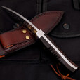 夜行者月影大马士革锻打花纹钢高硬度锋利户外直刀荒野求生野营随身小直刀VG10弯刀