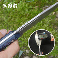 三刃木S738户外直刀野外生存刀长款一体刀具防身露营野营刀把肉刀 S738石洗黑色