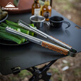 CAMPINGMOON304不锈钢烤肉夹实木手柄防烫烤肉夹露营烧烤煎牛排烧烤 【MS-40】烤肉夹