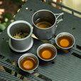 必唯纯钛户外折叠水杯单层加热露营组合杯子便携式泡茶杯大容量 220ML泡茶杯+30ml*3茶杯