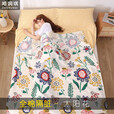 皓润琪 旅行睡袋酒店隔离隔脏睡袋床单加宽便携式单人双人纯棉睡袋 太阳花/三侧拉链 160*210cm双人舒适