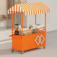 米囹顺丰速发户外摆摊小推车夜市移动地摊小吃餐车集市摊位售货车 橙色160*60*200长含扶手