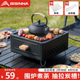 北山狼 烧烤炉户外围炉煮茶套装露营家用韩式碳烤炉 黑色A1