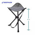 迪卡侬户外折叠椅子便携露营折叠凳钓鱼椅随身靠背椅马扎凳子 离地41cm三角马扎-等高线灰色