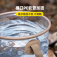 原始人户外可折叠水桶车载便携式多用露营圆形水盆野餐储水桶 20L卡其色【透明可视】