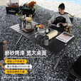 原始人户外折叠桌子便携蛋卷桌露营装备全套折叠野餐桌椅野炊便携野营桌 90磨砂黑色+黑色月亮椅*2