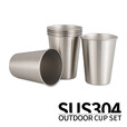 CLS 户外餐具露营野餐杯304不锈钢6件套杯野餐野炊家用杯子便携杯套装大号咖啡饮料白酒杯 304不锈钢350ml-6件套 301-400ml