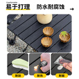 探险者（TAN XIAN ZHE）户外折叠桌子便携式铝合金露营野餐蛋卷桌野外装备  黑色大号+米色克米特椅*2