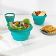 M Square折叠碗硅胶杯碗旅行便携食品级宝宝碗露营野餐 蓝色中杯+大碗