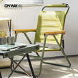 OnwaySports英军椅户外露营便携折叠靠背椅铝合金野餐野营家用克米特高背椅 英军椅＿象牙白