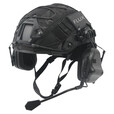 FAST PJ 高切盔通讯耳机耳麦套装军迷CS特种快速水际版战术头盔 黑色头盔+黑CP盔罩+通讯耳机
