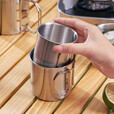 鹿险家户外水杯便携式露营杯304不锈钢折叠杯套杯耐高温茶杯野营杯套装 4杯+网袋（杯杯相套）