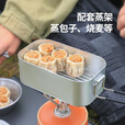 原始人户外餐具露营铝合金饭盒野炊用品野营野餐便携便当煮饭神器 800ML铝合金饭盒（含菜板蒸架）