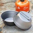 Ti artisan钛工匠户外纯钛沙拉碗单层可折叠手柄野营野炊旅行易携健康钛碗 坡度碗450ml大号无嘴