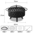 篝火晚会圆形大火盆户外火炉烧烤炉篝火盆取暖庭院室外烤火炉家用 菱形图案【黑色小号】柴火炉+收纳袋