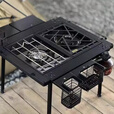 詫祭户外IGT燃气炉桌面嵌入式一体炉下陷防风煤气灶野外露营野炊炉子 一单元黑色延长线版