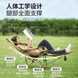 牧高笛（MOBIGARDEN）户外折叠午睡床便携式露营躺椅高背可调节陪护午休椅带枕头折叠床 细沙黄 三档可调节 布面款