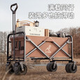 Aoran户外露营推车折叠野营车儿童可躺推车野餐营地车摆摊推车拉货推车 300L 咖色【双刹飞机轮】+桌板
