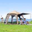 原始人帐篷户外折叠便携式野营过夜露营加厚防雨防晒黑胶装备全套 钛黑胶款大号+防潮垫+野餐垫