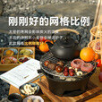 原始人围炉煮茶加粗烤网炭炉方格网圆形不锈钢烧烤网户外韩式烤肉 直径16cm（适用小号铸铁围炉）