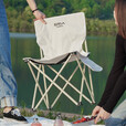 原始人户外折叠椅子钓鱼凳便携式露营野营野餐小马扎轻美术生休闲 加大号黑色-赠收纳袋 加粗椅架