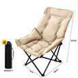 心楠户外折叠椅高背月亮椅露营椅子可坐可躺午休沙滩椅便携钓鱼海狗椅 黑色加棉高靠背折叠椅
