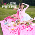 原始人芭比野餐垫防潮垫加厚春游草坪户外露营帐篷沙滩垫便携地垫 芭比浅粉2m*2m