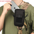 希凡里户外肩带手机包对讲机零钱EDC腰包molle战术小包双肩包手机挂包 黑色加厚面料6.7寸