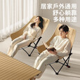 Aoran月亮椅户外折叠椅超轻便携式露营高背椅子钓鱼凳野餐躺椅沙滩椅 卡其-六层夹棉+三档可调 92cm高靠背+加粗钢管【高承重】