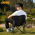 JEEP月亮椅 户外露营椅子折叠椅便携式躺椅钓鱼凳沙滩椅野餐桌椅 黑色