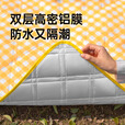 原始人野餐垫防潮垫防水防潮加厚露营垫加厚户外露营折叠户外野餐坐垫 黄格2*1.5m-厚约5mm