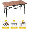顺优户外折叠桌子碳钢合金蛋卷桌椅露营野餐桌便携式全套装备用品桌椅 卡其色120CM长桌【适合6-8人】