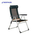 迪卡侬户外露营午休陪护折叠床躺椅折叠扶手椅椅子钓鱼椅灰黑-4647263