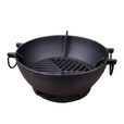 户外铸铁烤炉烧烤炉烧烤肉圆形煮茶露营木炭无涂层加厚 40cm螺纹烤盘+烤肉夹+麻绳+油刷