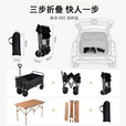 露营摆摊伞车一体车野餐车折叠桌户外移动夜市可升降餐车 【拖斗款】越野黑+118升降桌+伞
