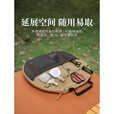 蒲恋户外烤盘收纳包加厚大号圆形收纳袋烧烤盘铸铁锅煎盘圆桌手提包 卡其色 新款加大号