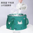 JCZS德国折叠泡脚桶泡脚袋便携式小型省水户外水盆旅行足浴水桶过小腿 【绿色鸭子小号】14L(送收纳袋)加厚不软塌