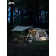 JEEP帐篷户外露营防雨过夜3人-4人便携式折叠露营帐篷全自动加厚防晒 黑胶遮阳款+可拆天幕【两门两窗】【防潮垫】