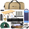 京逸户外大容量防水驮包露营野餐帐篷折叠桌椅收纳包蛋卷桌手提旅行包 【驮包】大号卡其色 (90*38*30cm