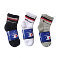 冠军（CHAMPION）舰旗纯棉运动袜子男女休闲中筒条纹黑白灰跑步吸汗透气学 白色 3双