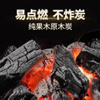 无烟易燃果木炭纯天然高温苹果木炭3斤/5斤/烤肉木炭户外烧烤用具 5斤（±0.3）+3引燃块+炭夹