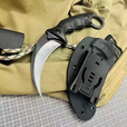 挺进者karambit户外战术双刃爪刀高硬度D2钢爪子刀野外便携防身生存刀具 大捷龙爪刀【钛黑色】 18cm-大于60°【赠战术K鞘】