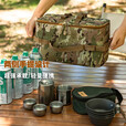 户外收纳包多功能便携餐具炉具露野营工具包加厚牛津布旅行杂物袋 军绿色 32-21-17