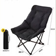 心楠户外折叠椅高背月亮椅露营椅子可坐可躺午休沙滩椅便携钓鱼海狗椅 黑色加棉高靠背折叠椅